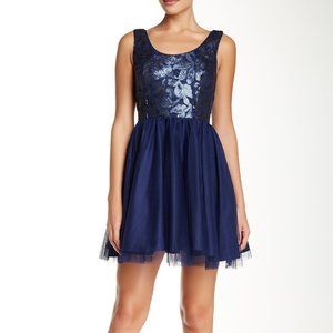 AIDAN MATTOX 💍 Sz. 6 navy sequin cocktail dress